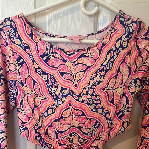 LILLY PULITZER Pink and Blue Patterned Women's Long Sleeve Dress size small - Picture 3 of 9